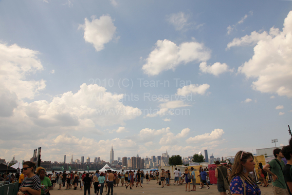 Manhattan skyline seen from Williamsburg Waterfront at Jelly NYC's 2010 Pool Parties